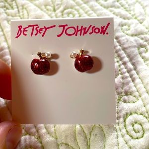 Betsey Johnson apple earrings